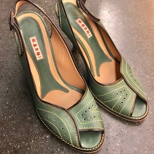 Marni Green Open-Toe Slingback Heels